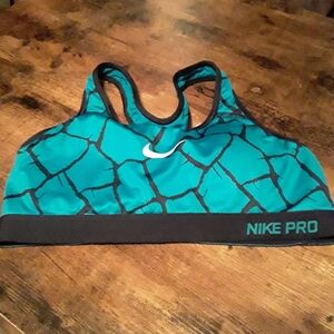 NWOT Nike Pro Dri-Fit Medium  Blue/green & Blk Padded Wirefree sports Bra